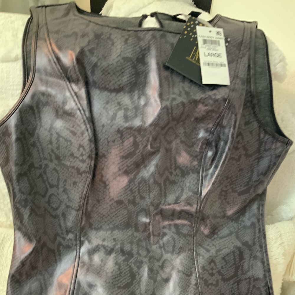 Animal print leather bodysuit